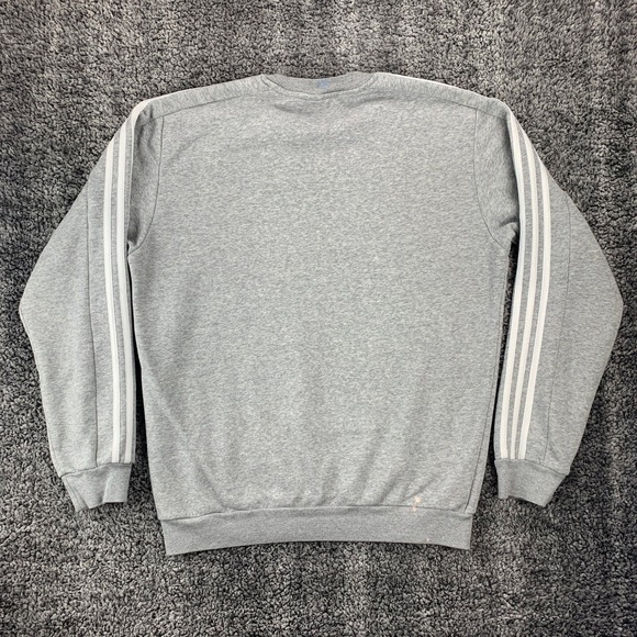 Adidas Crewneck Sweatshirt Men's Medium Gray 3 Stripes Pullover Logo Casual - Picture 7 of 8